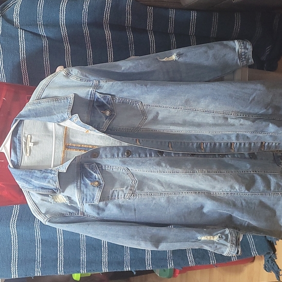 Standard & Practice long demin distressed jacket. - Picture 2 of 5